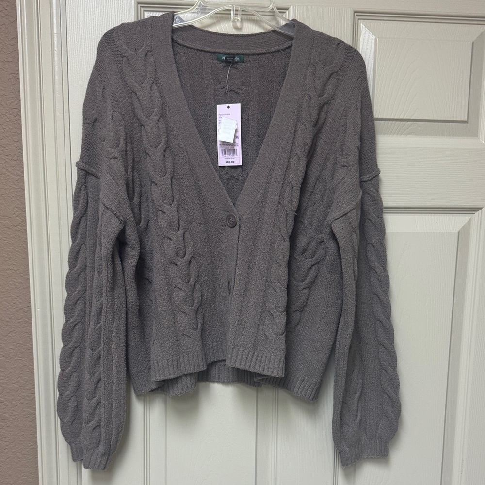 NWT brown cable knit cardigan